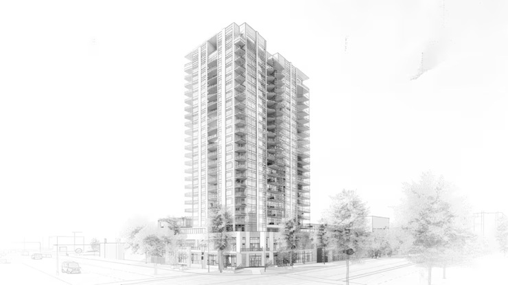 An architectural drawing of an elegant Art building